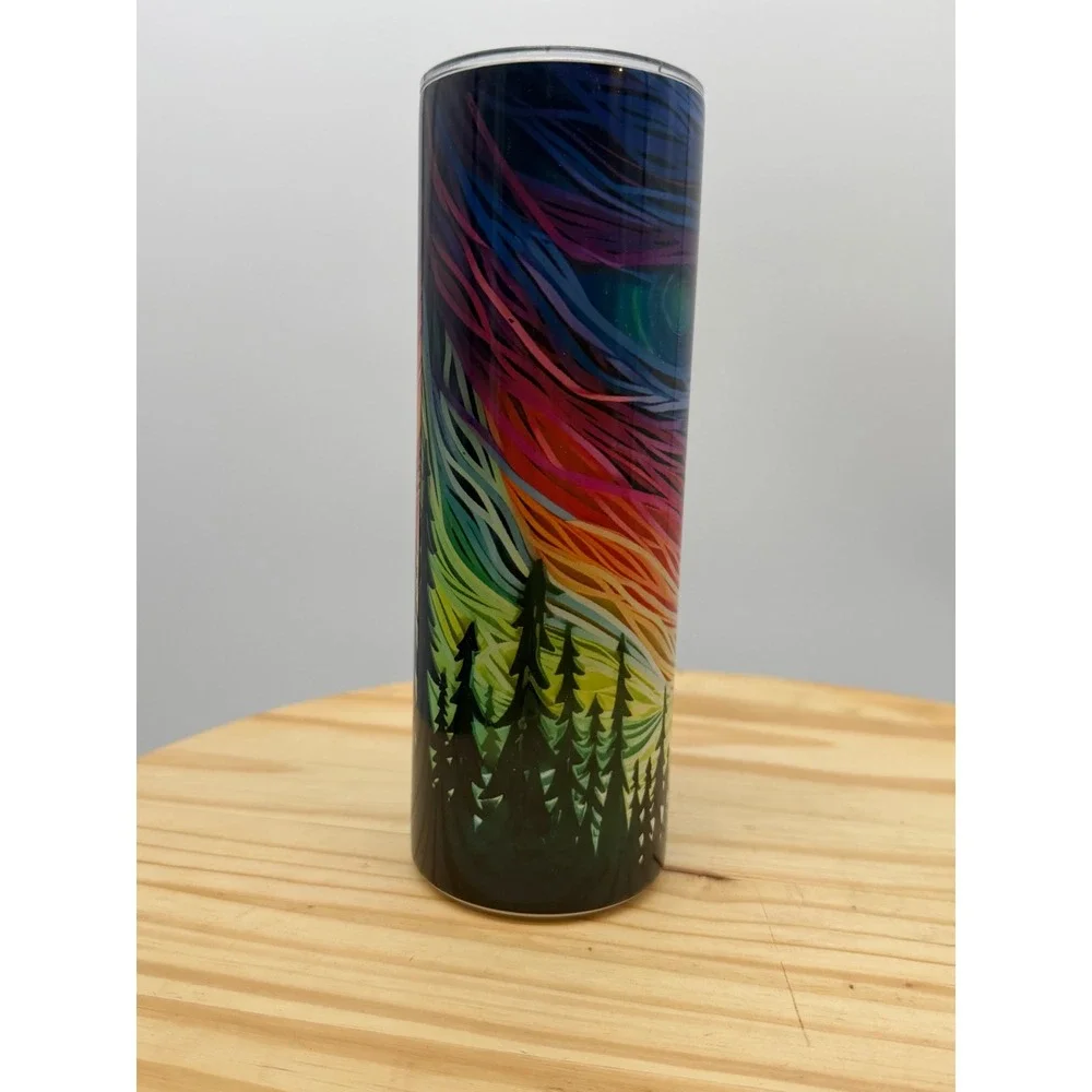 Tumbler Unisex 20oz Multicolor Excellent Rainbow Forest Skinny‎ Cup